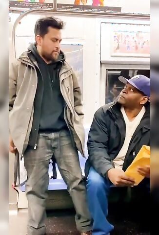 Man Pulls Scissors On The Subway Gets Slept