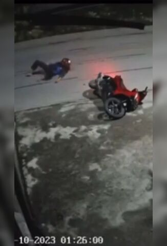 Riders Lays Around After Sliding Off His Bike Meets Death