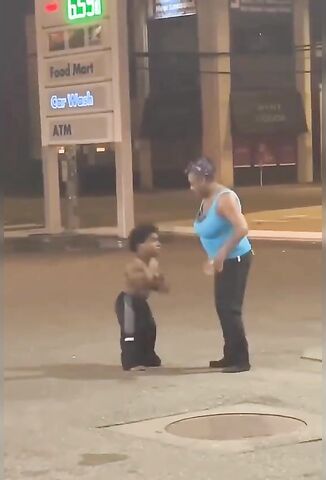 Black Dwarf Want To Fight A Girl At The Gas Station