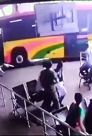 Bus Driver Has Heart Attack Runs Over Waiting Passengers