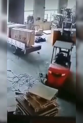 Man Gets Smeared Into The Factory Floor By His Own Forklift