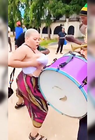 Playing The Drums With Her Big Fat Tits