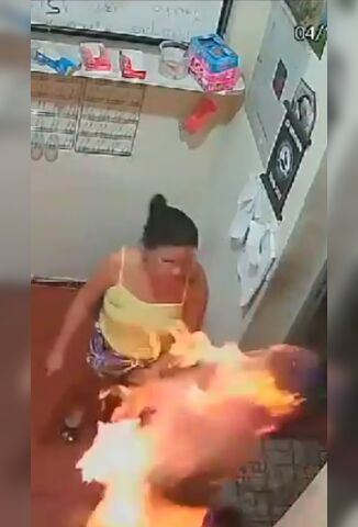 Pissed Of Wife Casually Sets Her Husband On Fire