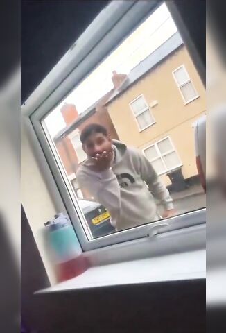 Dirty Pervert Jerks Off In Front Of Womans House