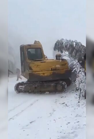 Out Of Control Back Hoe Wipes Out Pedestrian