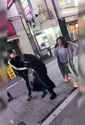 Street Lady In Japan Doesn't Like Passers By