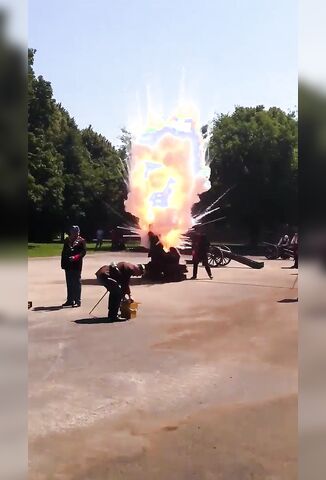 Old Dude Loading A Canon Takes A Face Full Of Explosion