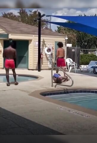 Old Dude Gets Punched Out At The Pool