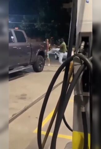 Black Dude Hitting White Guys Truck Gets Shot At The Gas Station