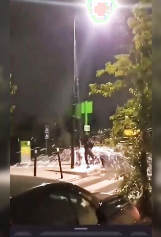 Vigilante Londoners Cutting Down A Pole Get Flattended