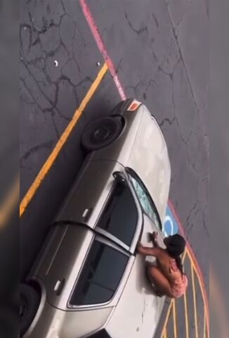 Girls Arm Slammed In The Car Door As Her Man Drives Off With Her On The Hood