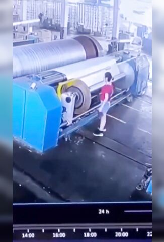 Hard Working Woman Sucked Into Rolling Machine