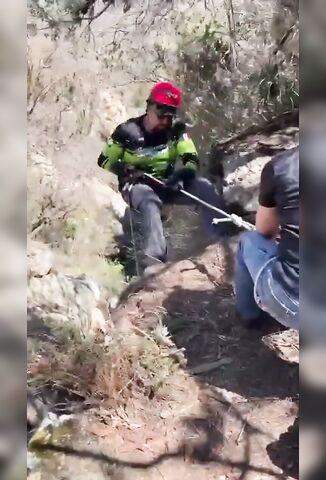 Nervous Guy About To Abseil Cliff Falls Down Ravine When The Rope Snaps
