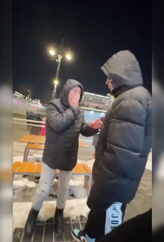 Asshole Russian Beats On Mentally Challenged Kid In The Street