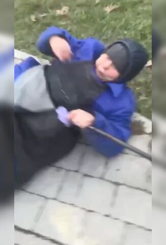 Skinheads Attack Old Lady On The Streets Of Russia