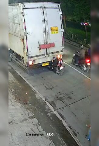 Biker Folded In Half When He Rides Into The Back Of A Juggernault
