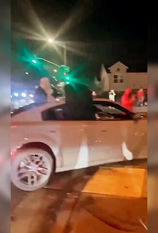 Street Drifting Sends Guy Up A Lamppost Crashing To The Ground