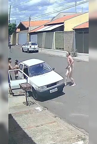 Old Naked Guy Stabs Young Kid To Death Outside His House