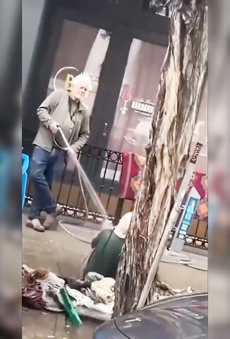 Asshole Shop Owner Waters The Local Homeless Girl