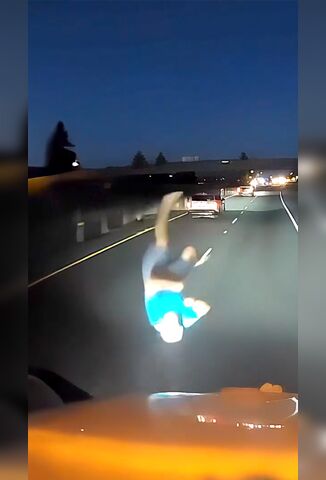 Suicidal Man Jumps In Front Of Oncoming Truck