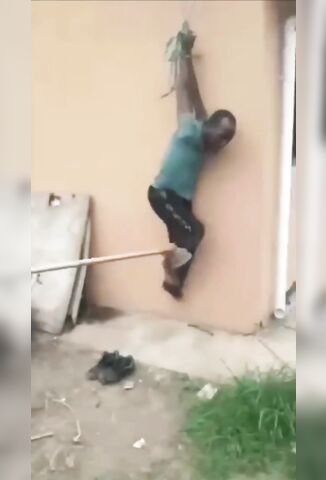 Thief Tied Up And Tortured With A Weed Whacker