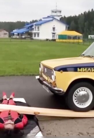 Female Stunt Performer Takes On The Mighty Russian Lada
