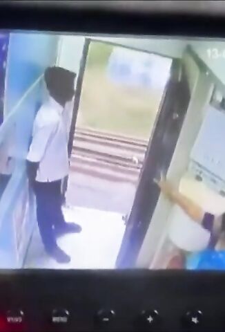 Thief Attempts To Steal A Woman's Necklace And Falls Out Of Moving Train