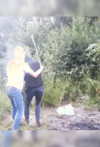 Russian Guy Takes A Whipping Then It's His Girlfriends Turn