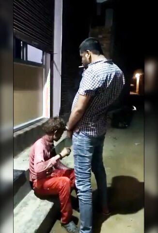 Total Piece Of Shit Pisses On A Low Caste Citizen In India