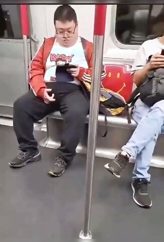 Fat Kid Getting Flicking His Dick On The Subway