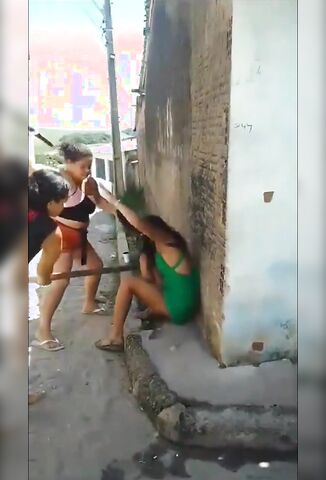 Girl Gets Beaten Black And Blue By Two Girls With Lumps Of Wood