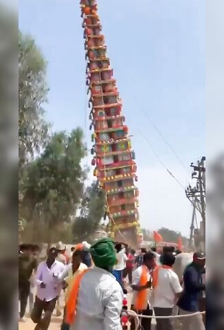 India Again And Another Hand Built Tower Worshipping Parade