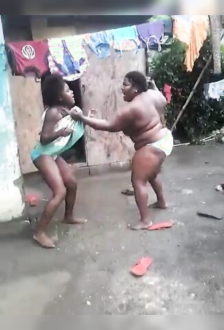 Topless Fatty Beats The Hell Out Of Skinny Girl With A Machete