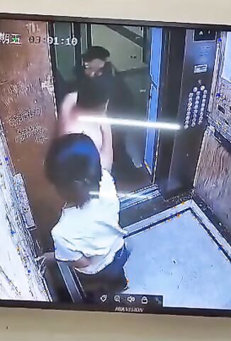 Man Beating His Wife In The Elevator Gets Beaten Silly By Security Guard