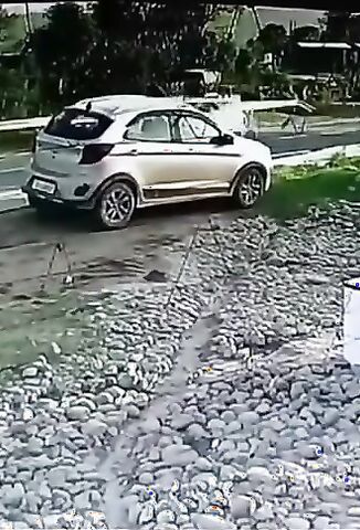 Family On Electric Scooter Obliterated By Oncoming Car