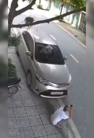 Man Chilling On The Sidewalk Gets Smashed To Pieces