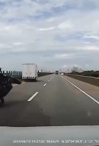 Unlucky Scooter Rider Goes Airbourne When He Hits Some Debris