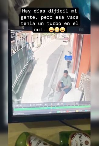 Cow Takes Explosive Shit On Man Sitting On The Sidewalk