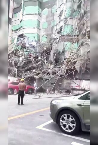 Trapped Woman Screaming In The Ruins Of A Building Collapse