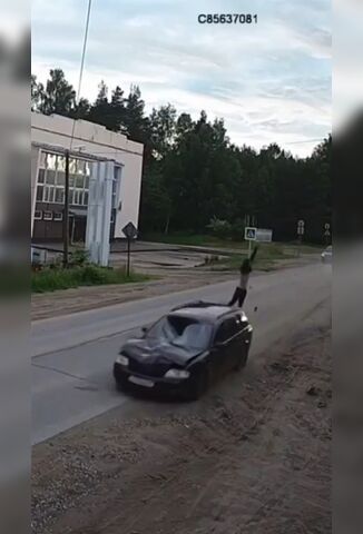 Speeding Driver Catapults Man Crossing The Road