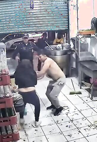 Pissed Off Wife Stabs Here Husband In Front Of The Cops