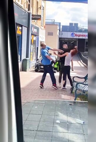 British Pikey Accidently Punches His Own Mrs During Fight