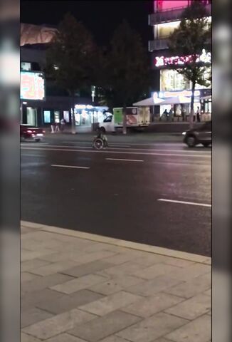 Disabled Man Playing Chicken Trying To Cross The Road