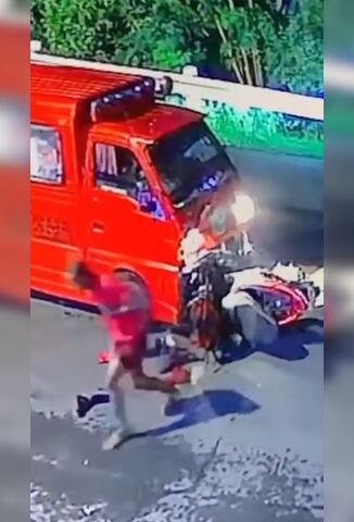 Tough Guy Walks Away With A Limp After Head On Collision