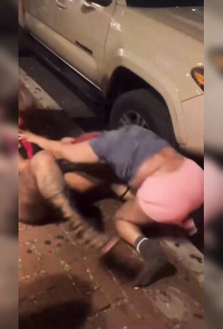 Naked Bitches Tampon Flies Out During Street Brawl