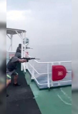 Small Pirate Boat Obliterated Trying To Board Cargo Ship