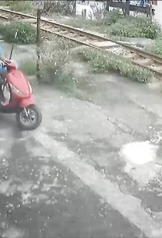 Scooter Rider Stops In The Worst Possible Place