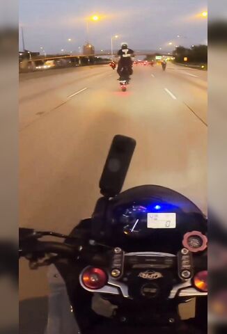 Highway Wheelie Scrape Mousetraps Rider Then Takes Out Another