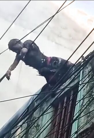 Girl Cooked On Overhead Power Lines In India