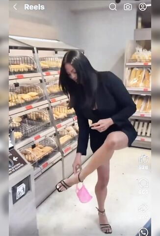 Dirty Skank Takes Her Knickers Off And Puts Them In The Supermarket Bakery Tray